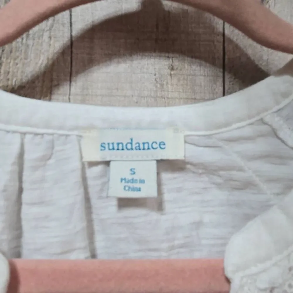 Sundance Romance White Textured Blouse Small Boho Indie Preppy Spring Summer - Picture 4 of 5